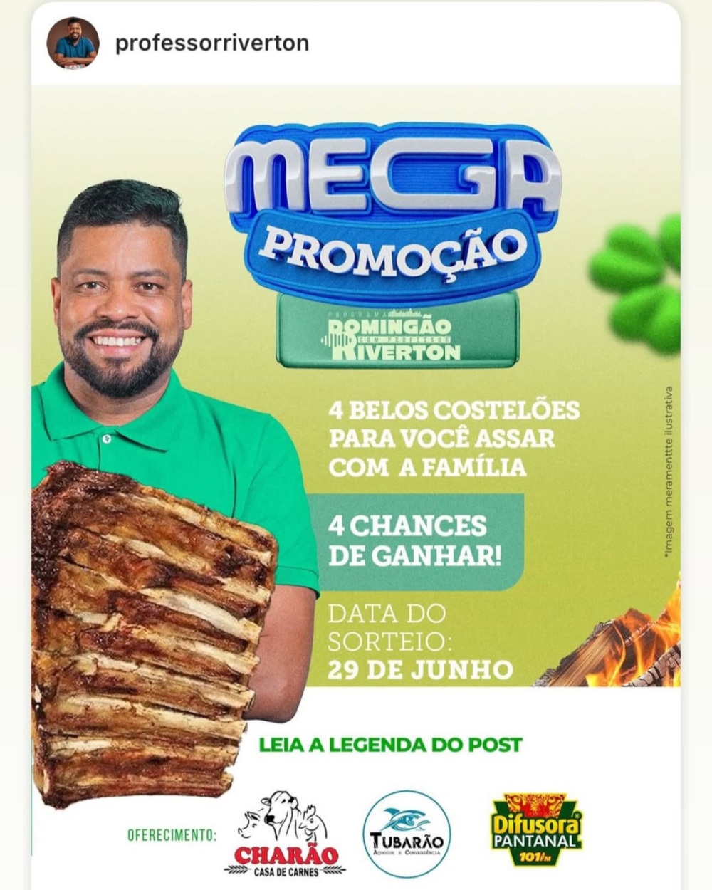 Professor Riverton agita Campo Grande com costela exclusiva no domingão