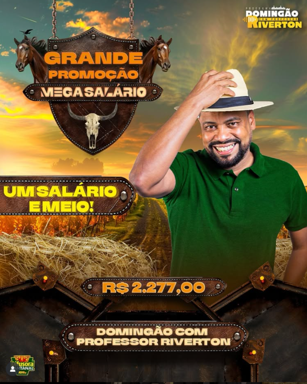 Domingão com o Professor Riverton lança a promoção Mega Salário na FM Difusora Pantanal 101,9