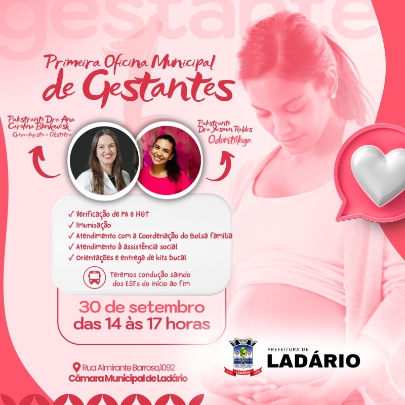 Ladário realiza 1ª Oficina Municipal de Gestantes com rede integrada de saúde e assistência