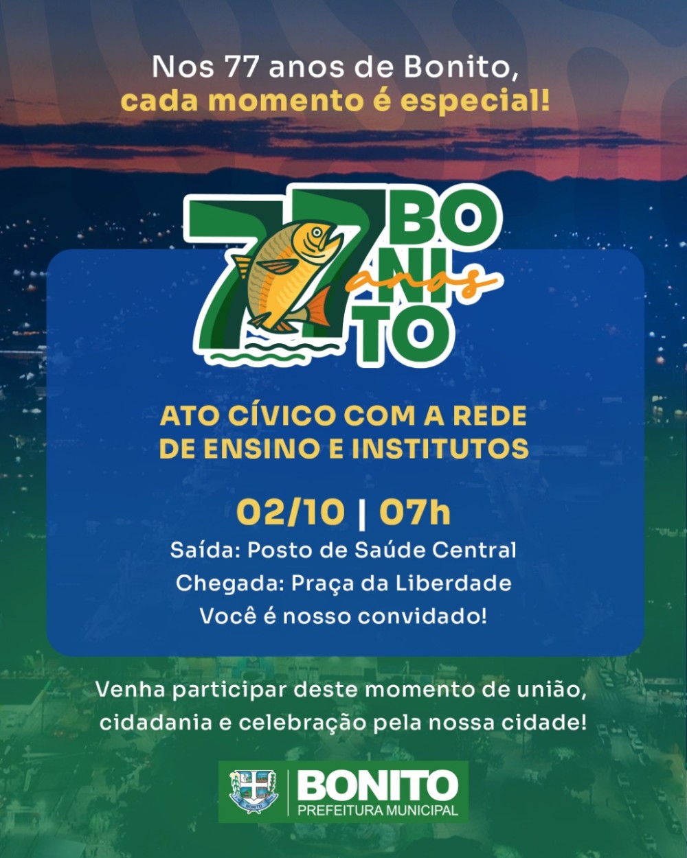 Bonito Celebra 77 Anos com Desfile Cívico Envolvendo Milhares de Alunos