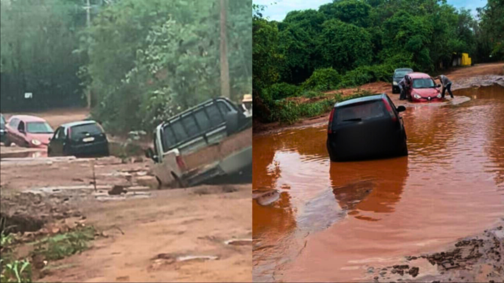 Atolamento de veículos revela abandono das vias na Chácara dos Poderes após tempestade