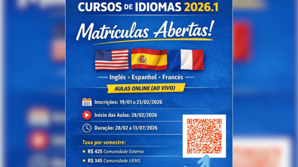 UEMS oferece cursos de inglês, espanhol e francês com inscrições abertas
