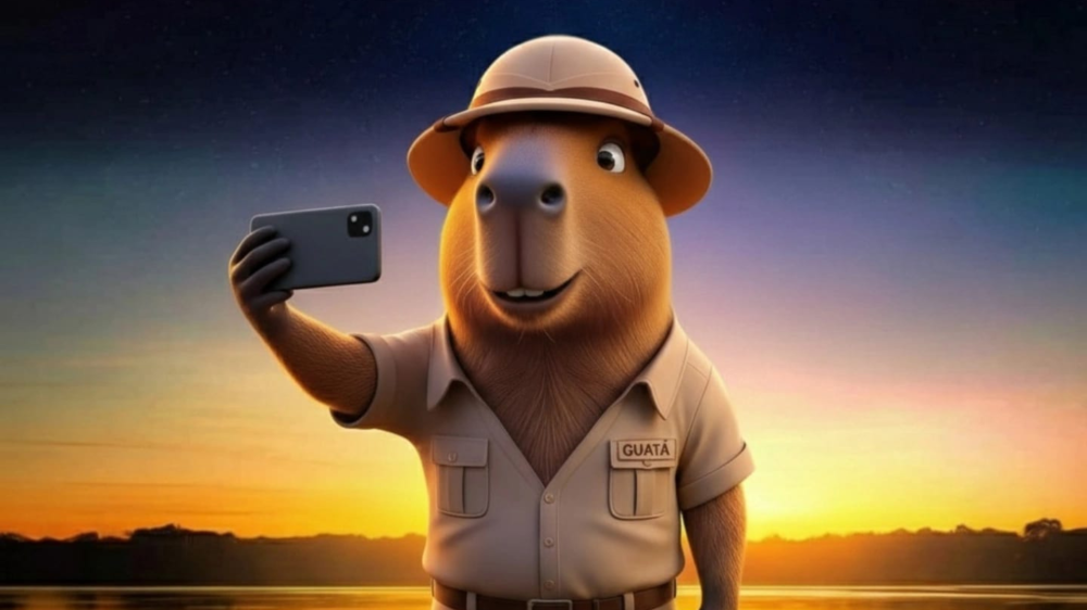 Mascote capivara do projeto Guatá humaniza promoção turística na capital e estado