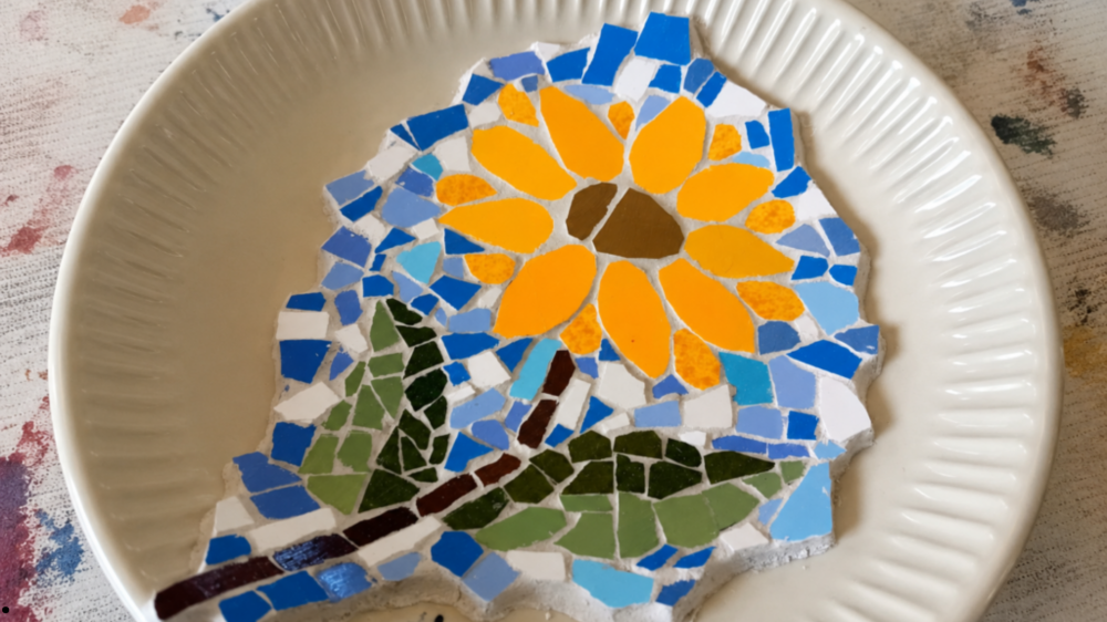 Workshop gratuito ensina arte do mosaico com pratos quebrados na capital