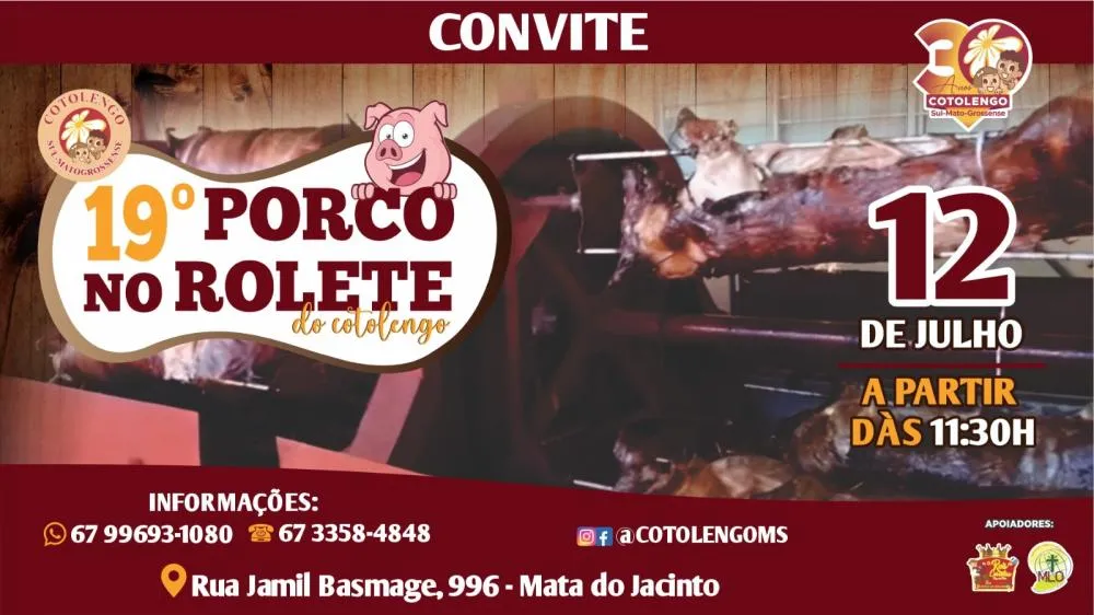 19º Porco no Rolete: Solidariedade eSabor se encontram no próximo dia 12de julho