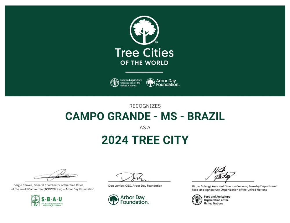Campo Grande conquista pela sexta vez o título de Tree City of the World