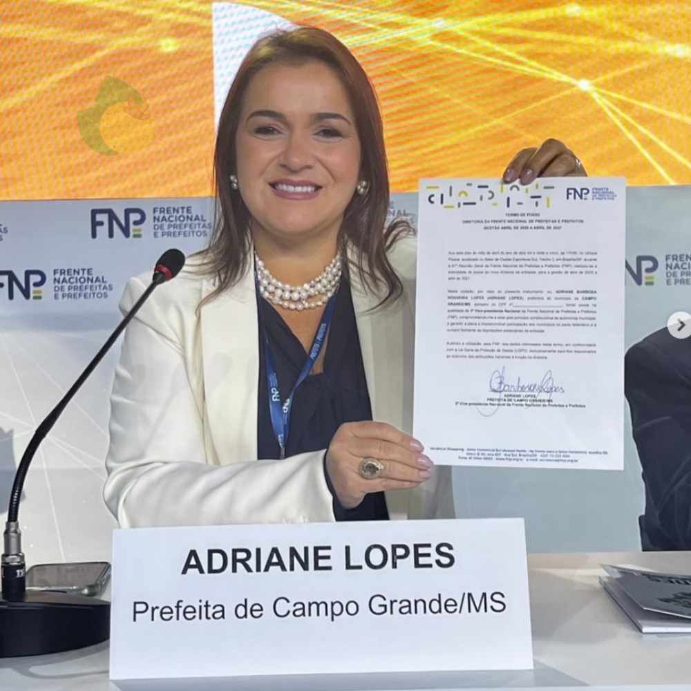 Adriane Lopes é eleita 3ª vice-presidente da FNP e coloca Campo Grande na mesa das decisões nacionais
