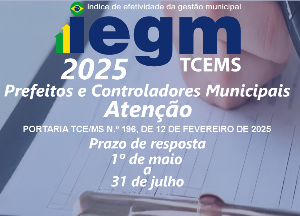TCE-MS: Envio de informações do IEGM tem o início marcado para 1º de maio